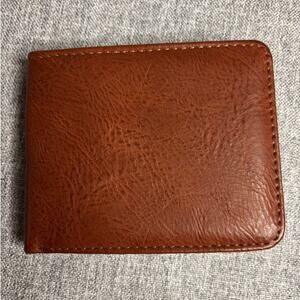 PX Clothing Men's Vegan Brown Leather Bi-Fold Wallet - New